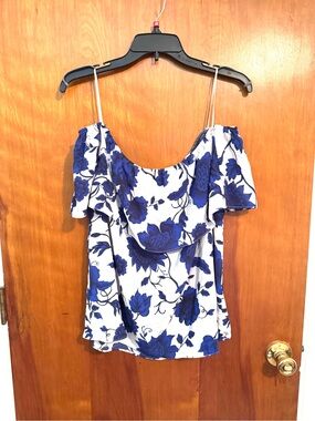 C&E Blue Floral Off-Shoulder Women's Top